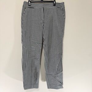 Ann Taylor Loft Marisa Black and White Cotton Checkered Pants Size 12